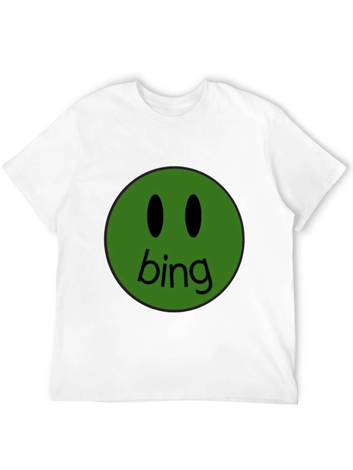 Green Bing Smiley Face Black T-Shirt