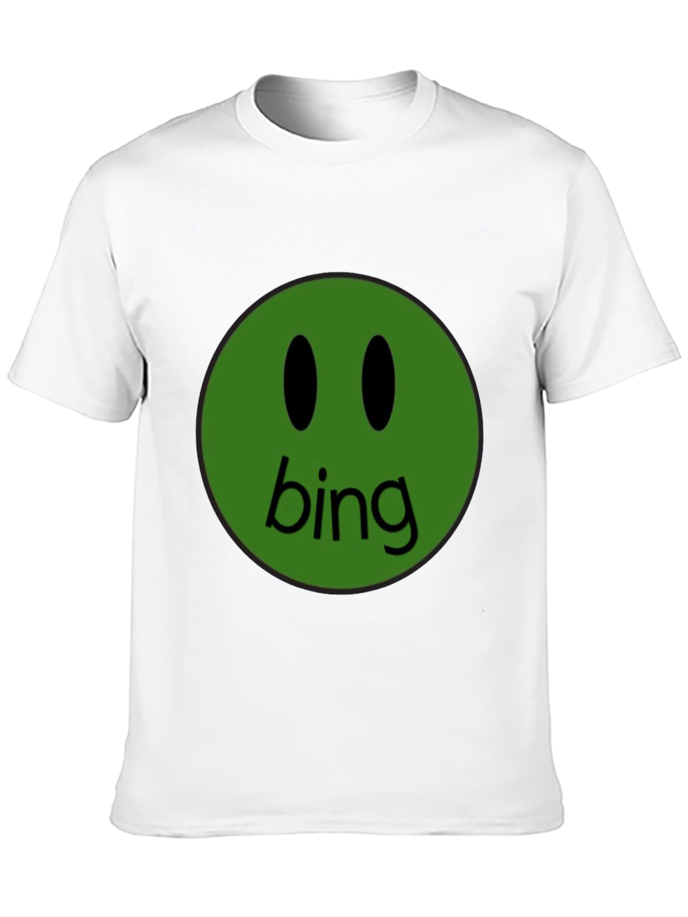 Green Bing Smiley Face Black T-Shirt