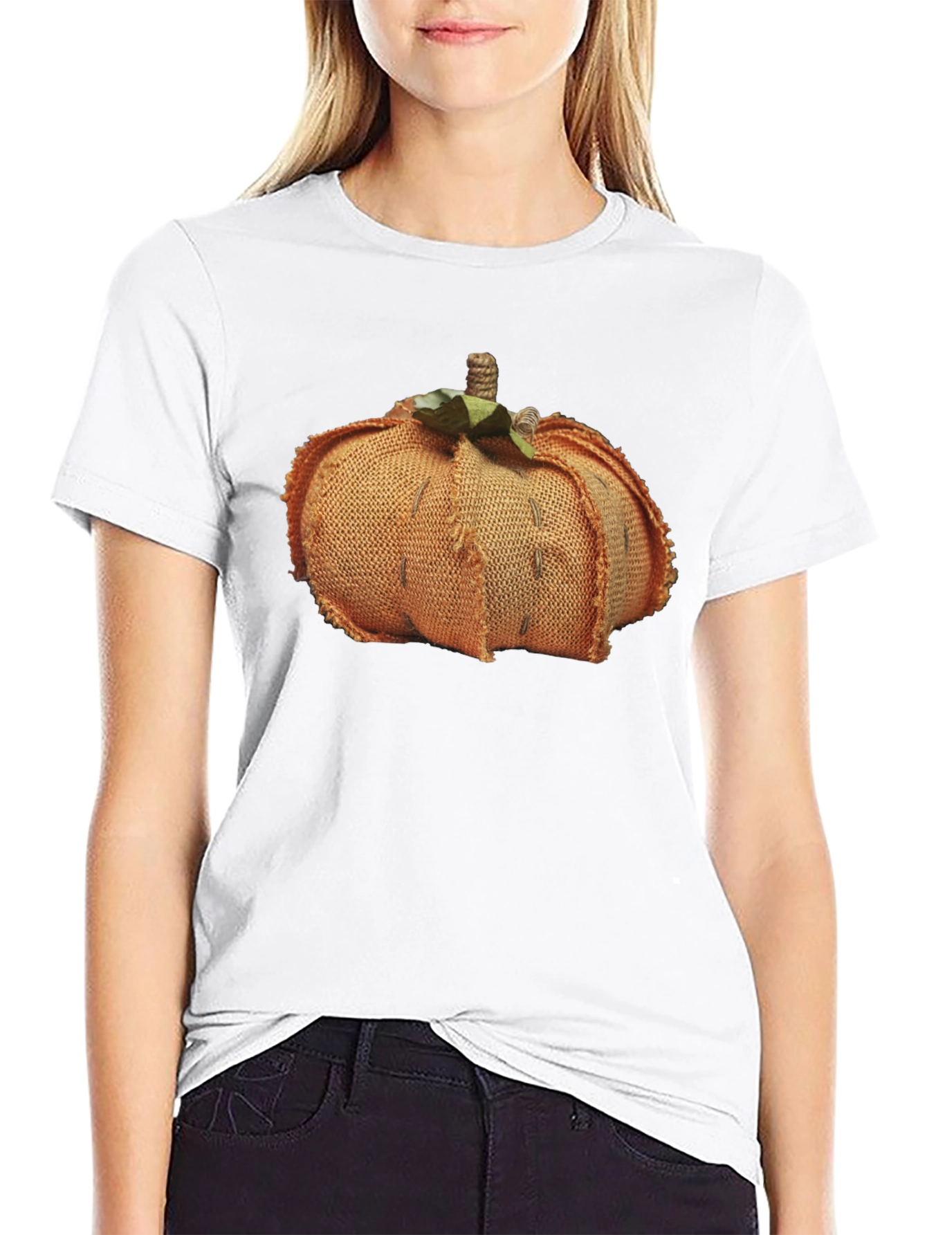 Pumpkin Burlap Graphic Tee - Stylish Fall Fashion