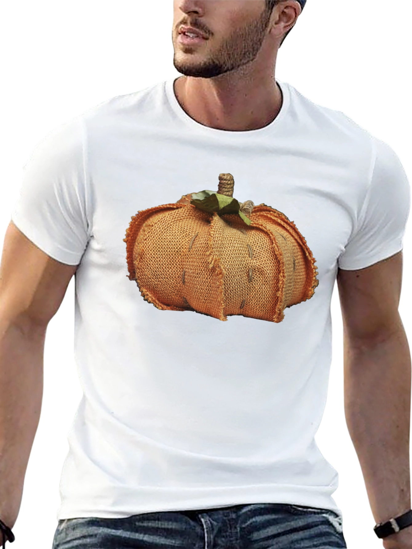Pumpkin Burlap Graphic Tee - Stylish Fall Fashion