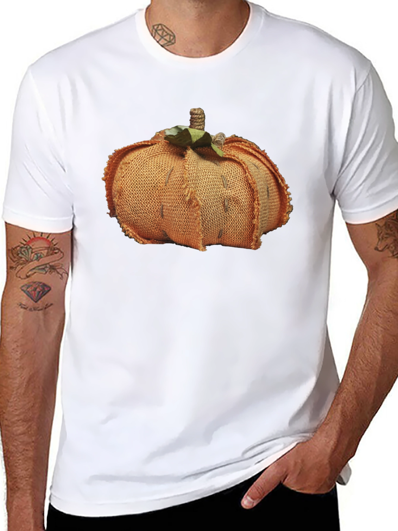 Pumpkin Burlap Graphic Tee - Stylish Fall Fashion