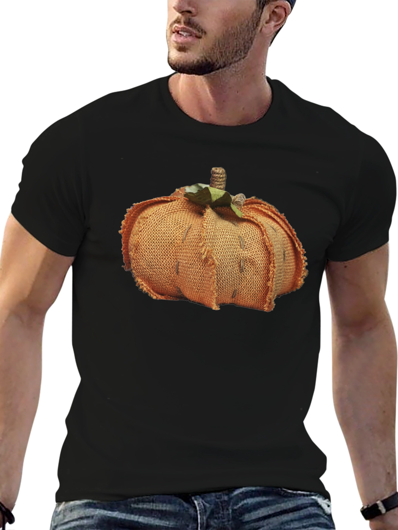 Pumpkin Burlap Graphic Tee - Stylish Fall Fashion