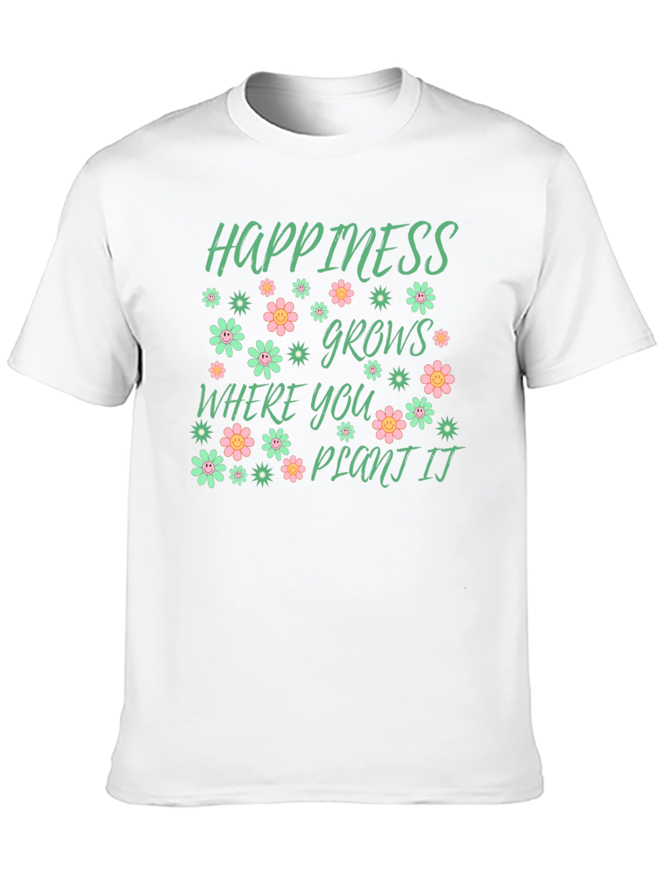 Happiness Grows T-Shirt - Floral Garden Graphic Tee