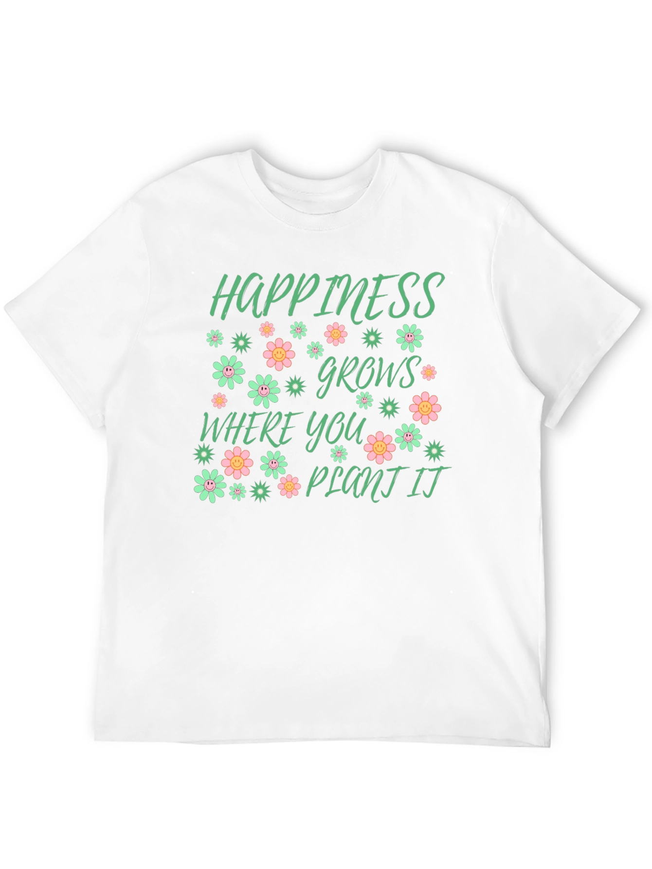 Happiness Grows T-Shirt - Floral Garden Graphic Tee