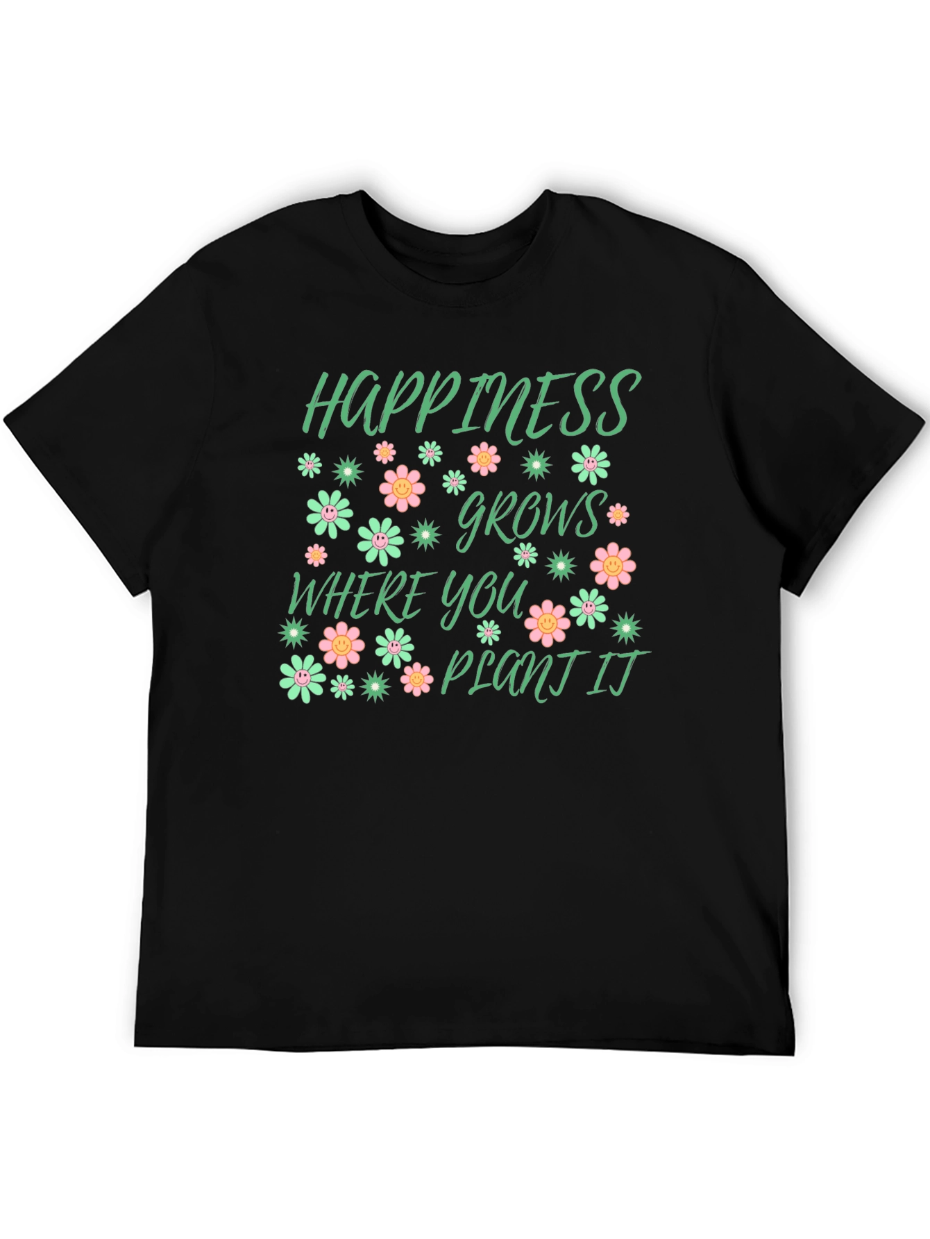 Happiness Grows T-Shirt - Floral Garden Graphic Tee