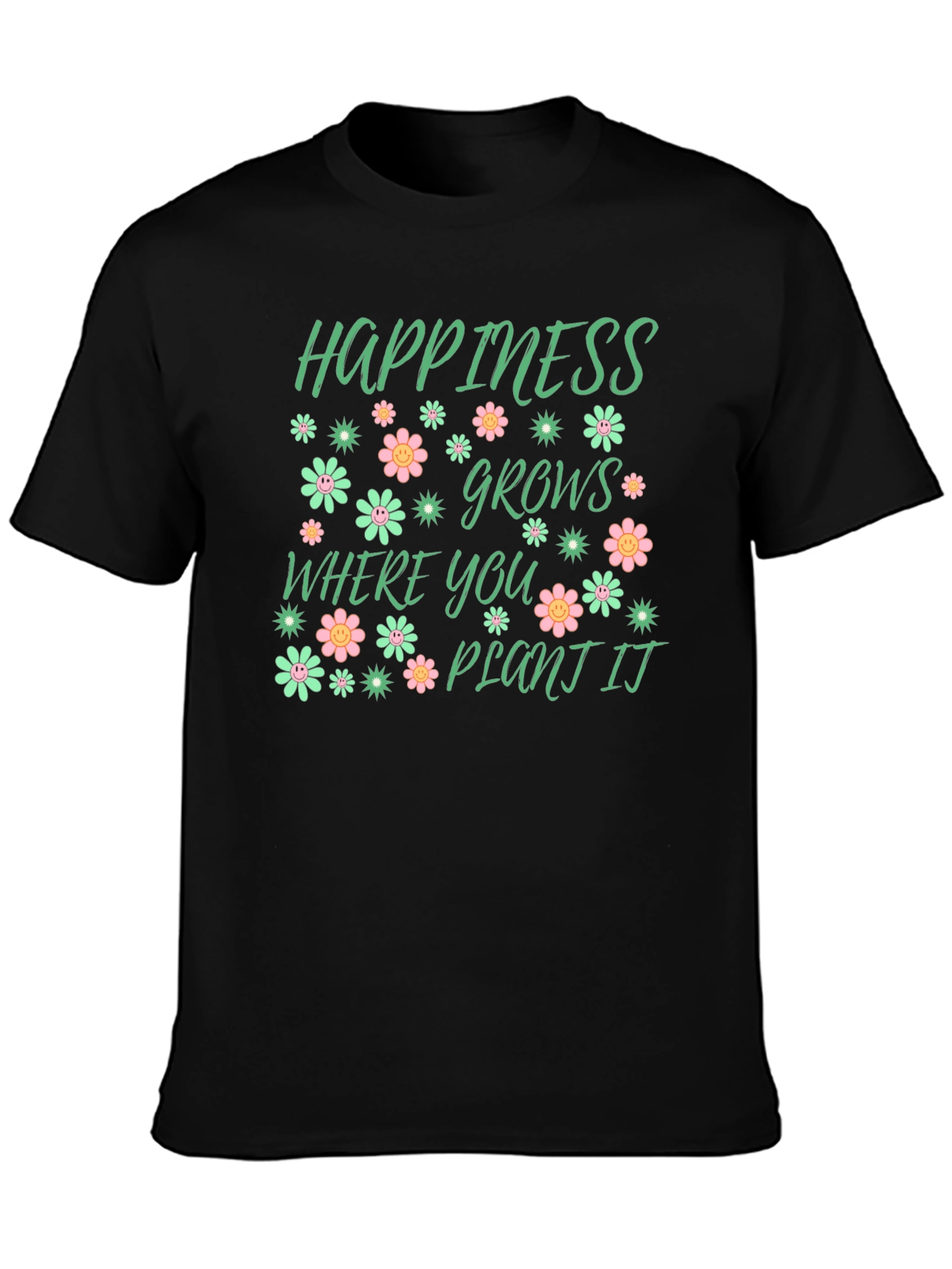 Happiness Grows T-Shirt - Floral Garden Graphic Tee