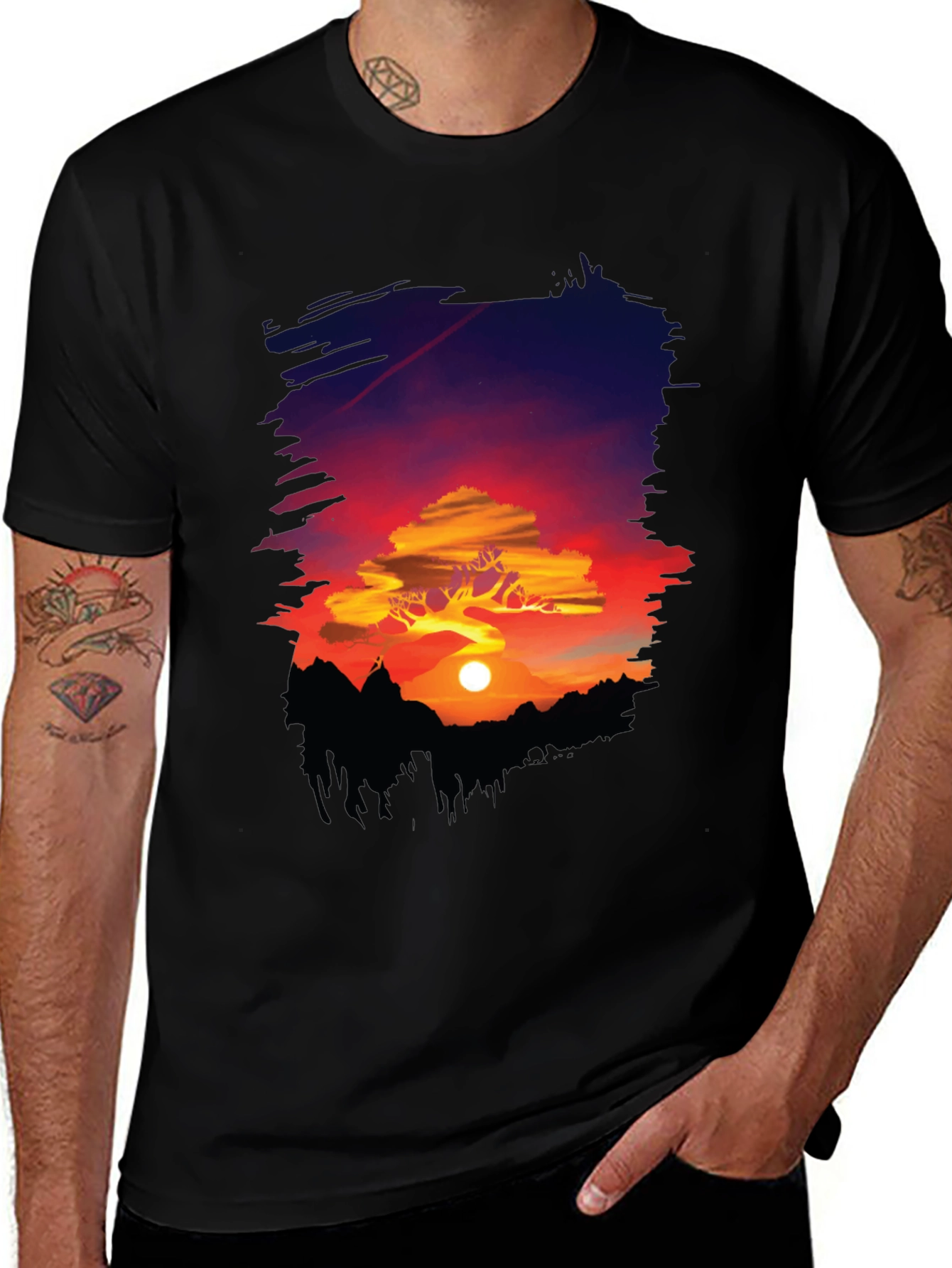 Sunset Landscape Graphic Tee - Nature Lovers T-Shirt