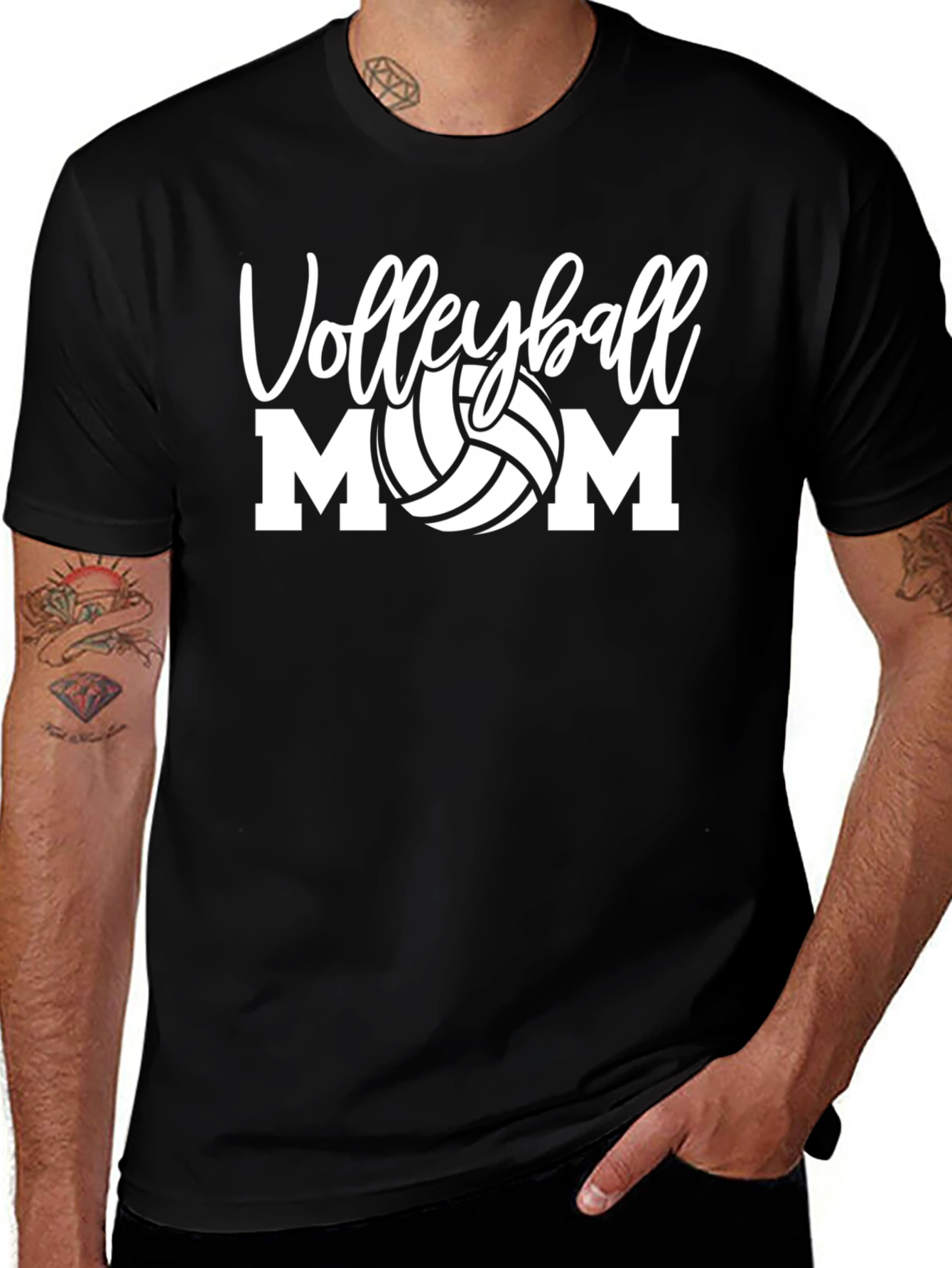 Volleyball Mom Graphic Tee - Black Cotton T-Shirt