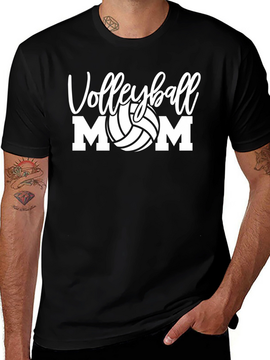 Volleyball Mom Graphic Tee - Black Cotton T-Shirt