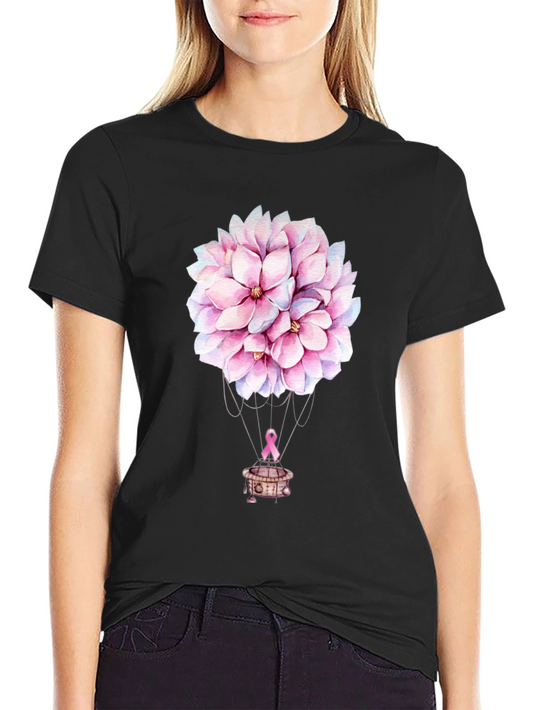 Floral Balloon T-Shirt - Breast Cancer Awareness Tee