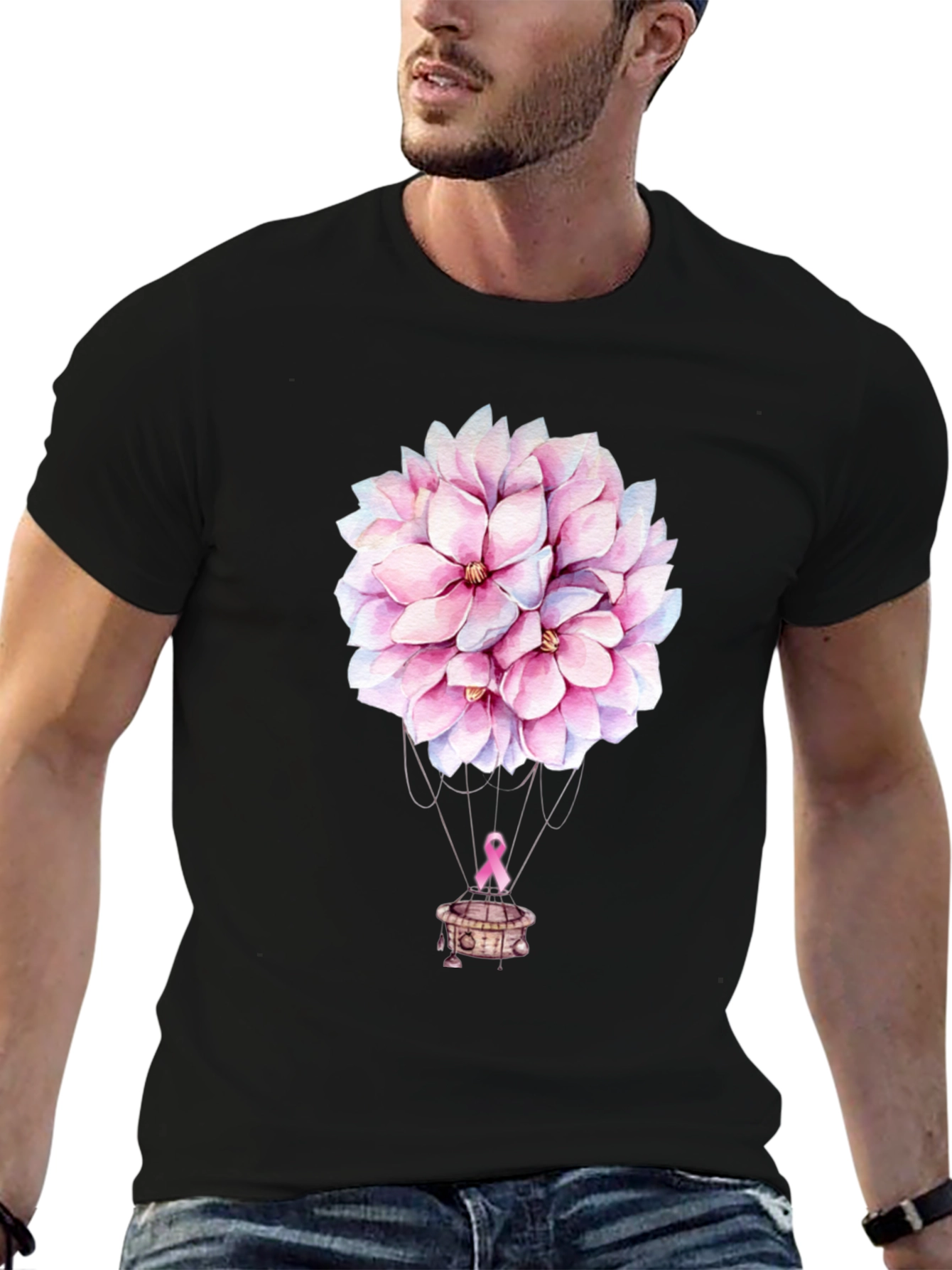 Floral Balloon T-Shirt - Breast Cancer Awareness Tee