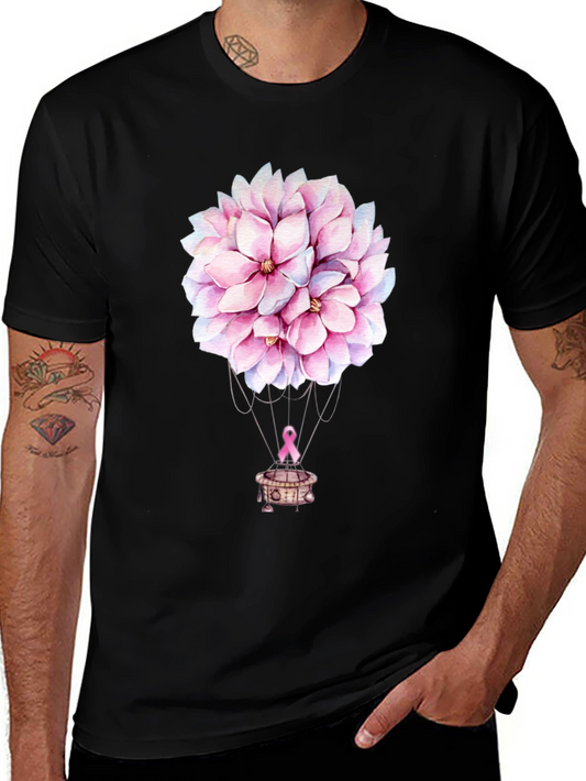 Floral Balloon T-Shirt - Breast Cancer Awareness Tee