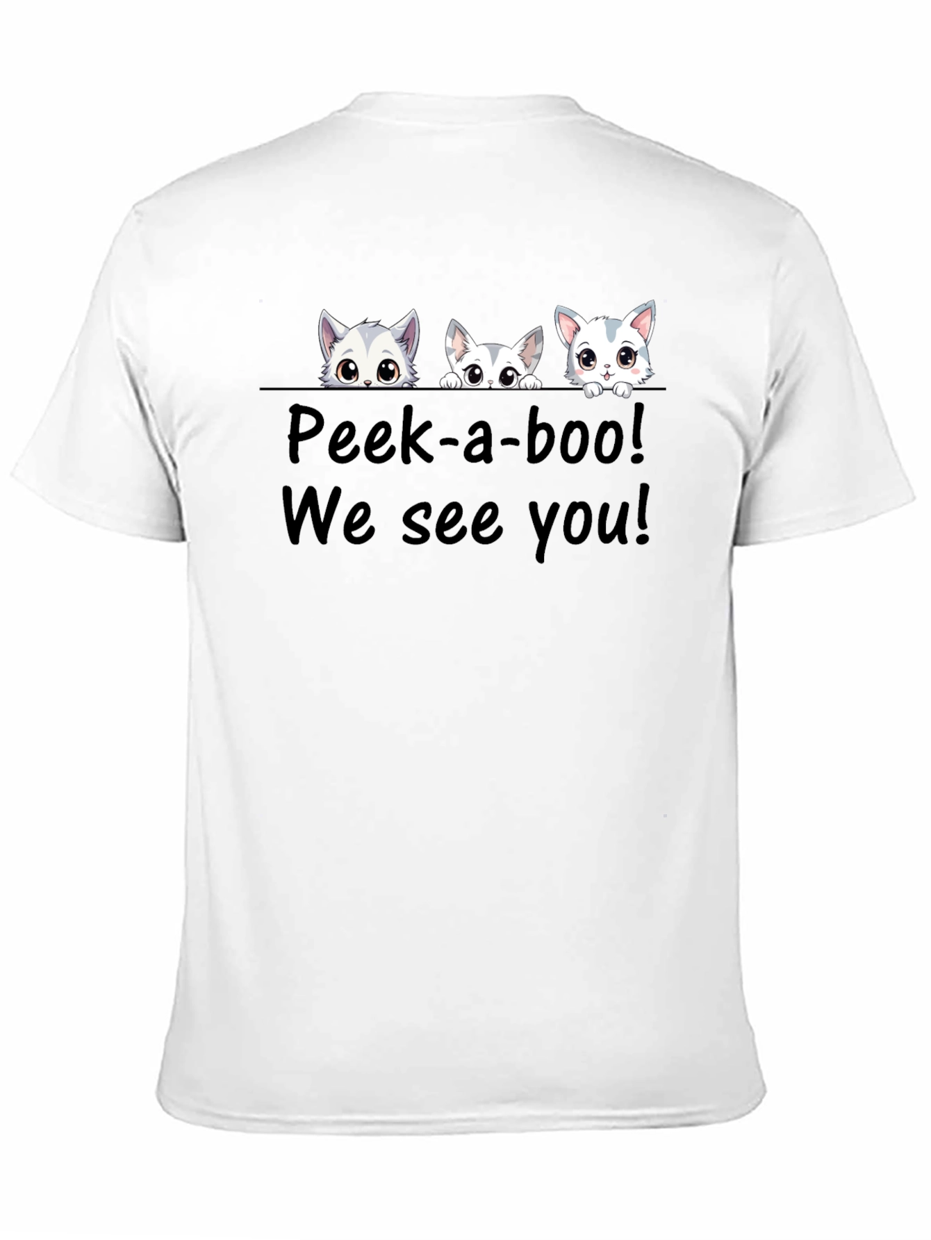Cute Cat Peek-a-boo Graphic T-Shirt