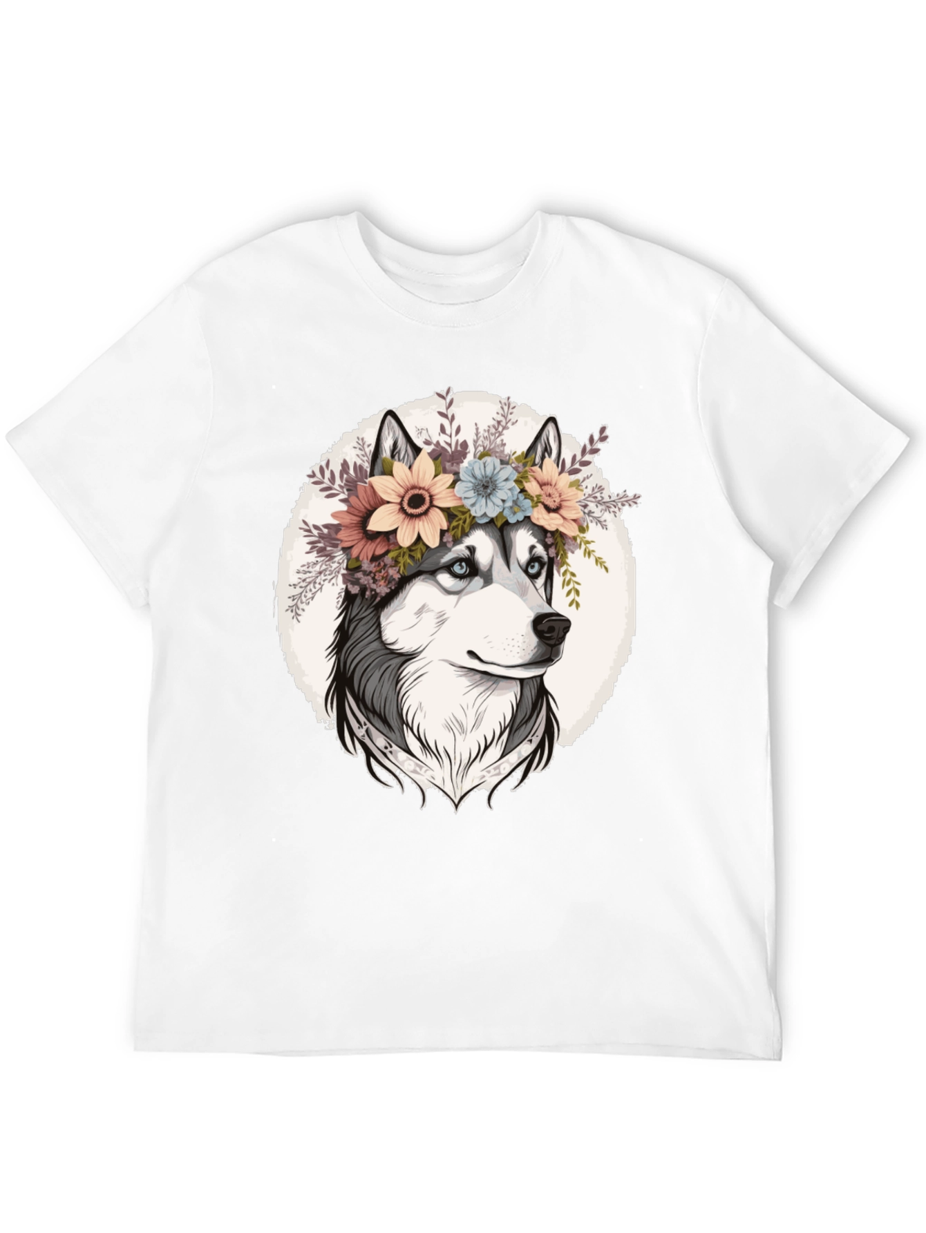 Floral Husky Graphic Tee - Unisex Black T-Shirt