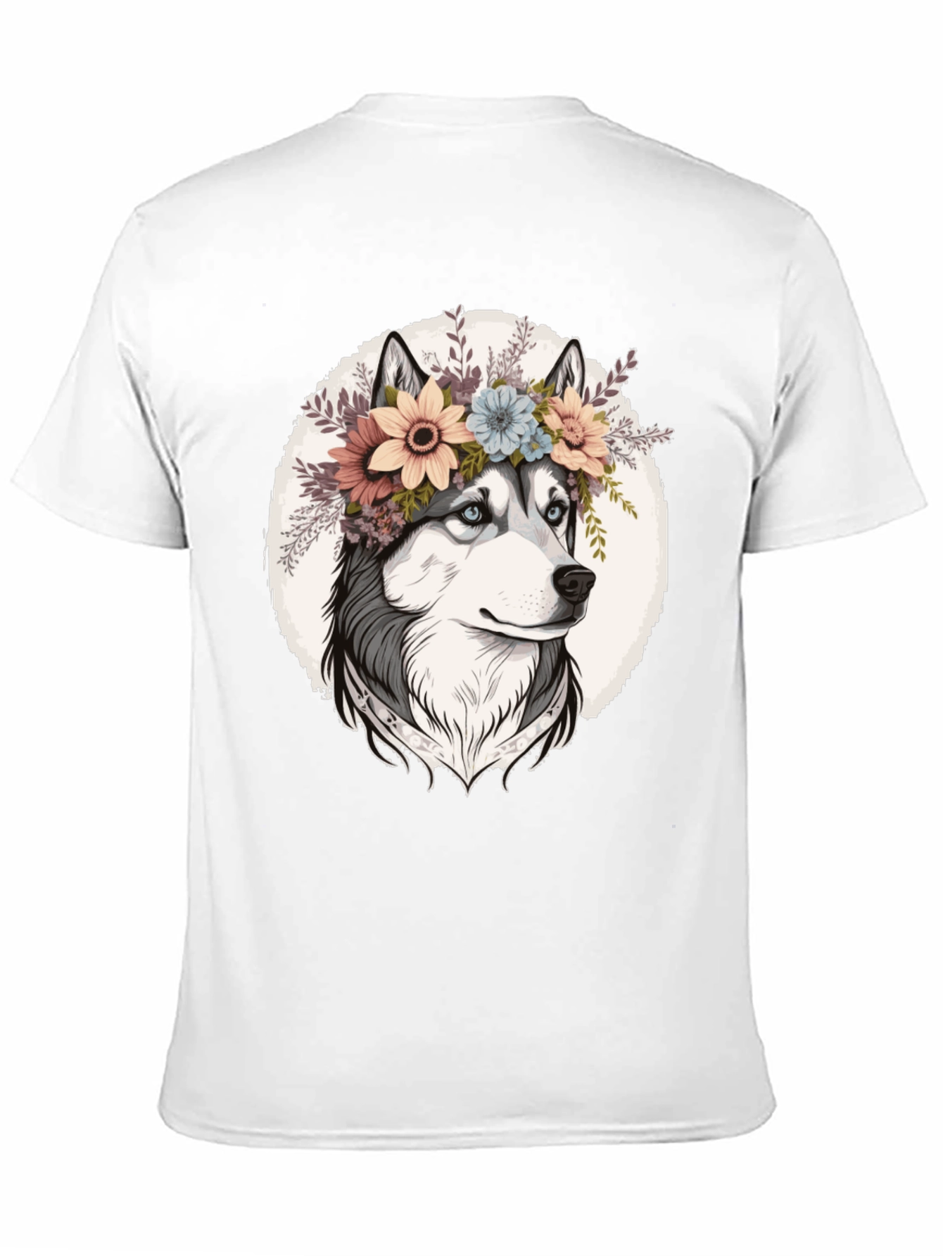 Floral Husky Graphic Tee - Unisex Black T-Shirt
