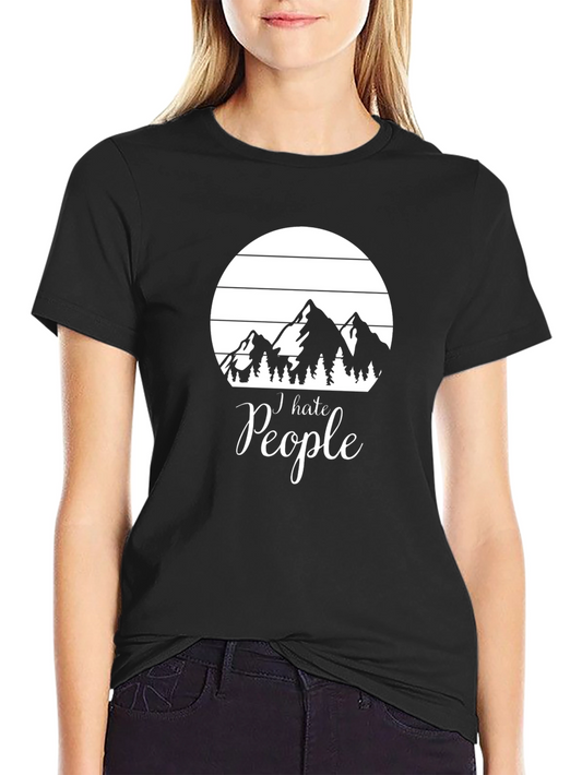 I Hate People Mountain Graphic T-Shirt - Unisex Black Tee