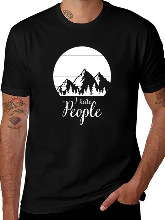 I Hate People Mountain Graphic T-Shirt - Unisex Black Tee