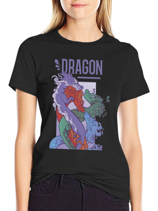 Dragon Graphic Print Tee - Black T-Shirt