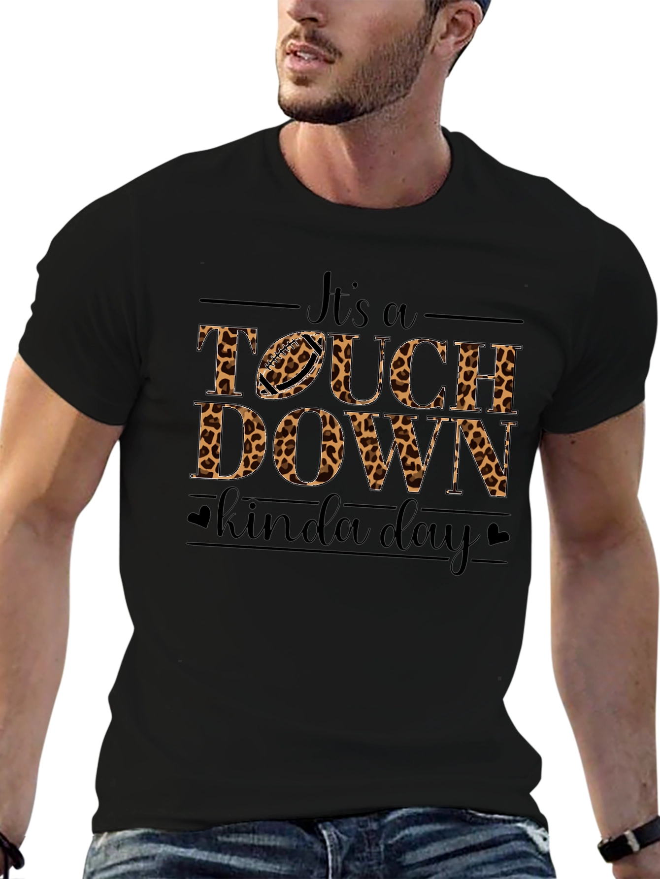Touchdown Kinda Day Leopard Print T-Shirt