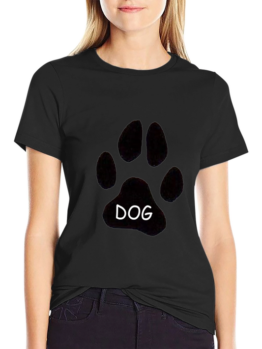 Dog Paw Print T-Shirt - Casual Black Tee