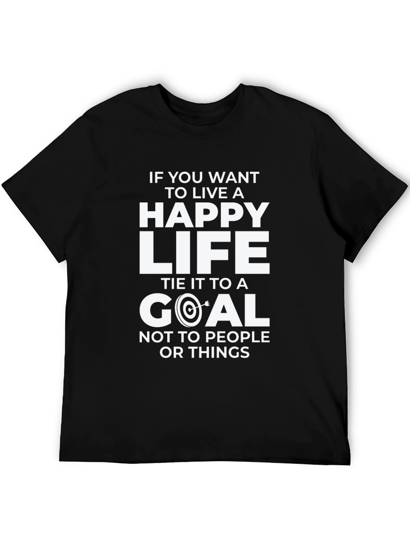 Happy Life Goal Black T-Shirt