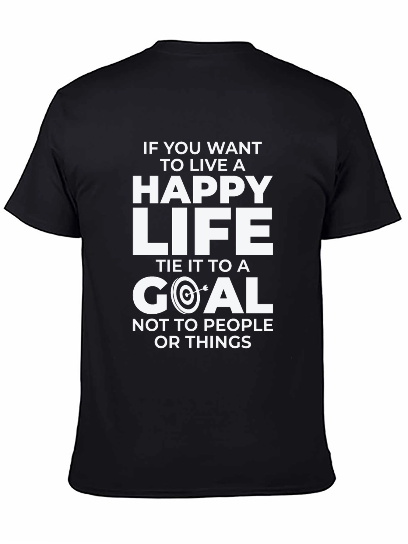 Happy Life Goal Black T-Shirt