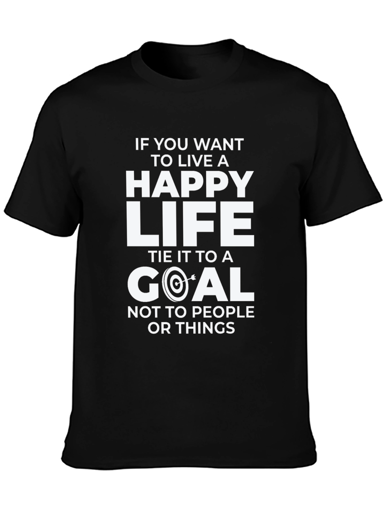 Happy Life Goal Black T-Shirt