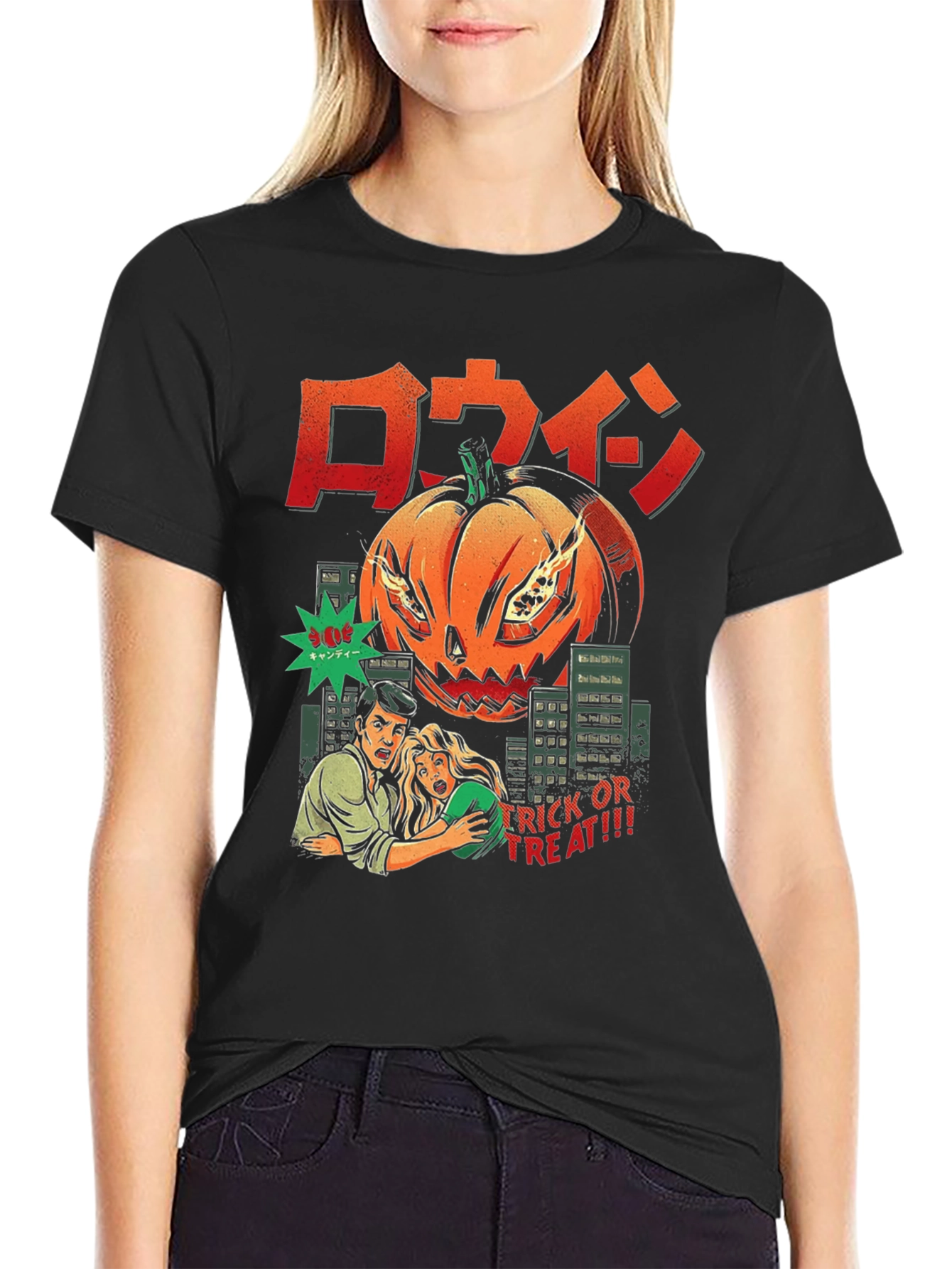 Halloween Pumpkin Monster Comic T-Shirt