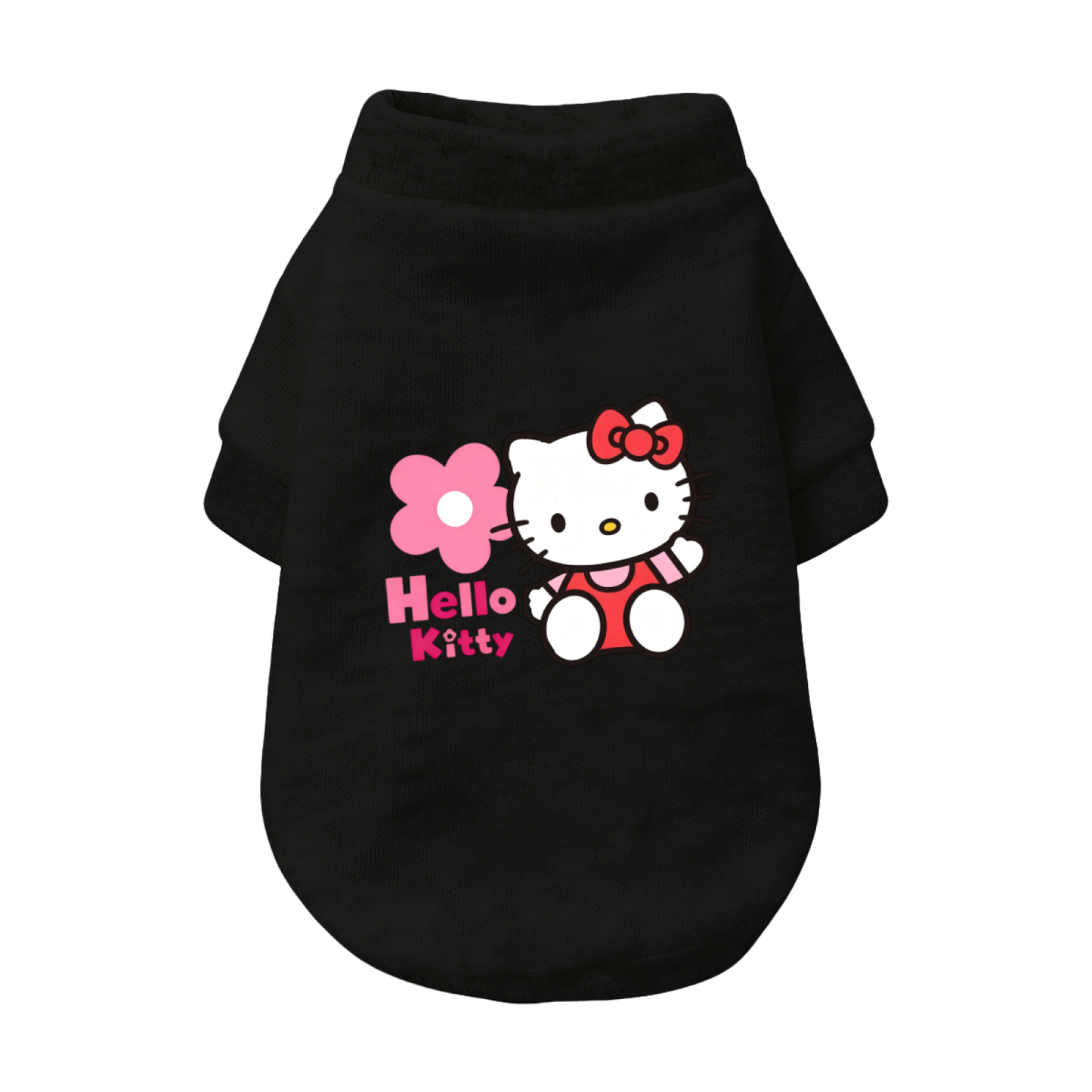 Cute Hello Kitty Floral Pet Cardigan Sweater, Soft Heather Gray Kitten Puppy Clothes