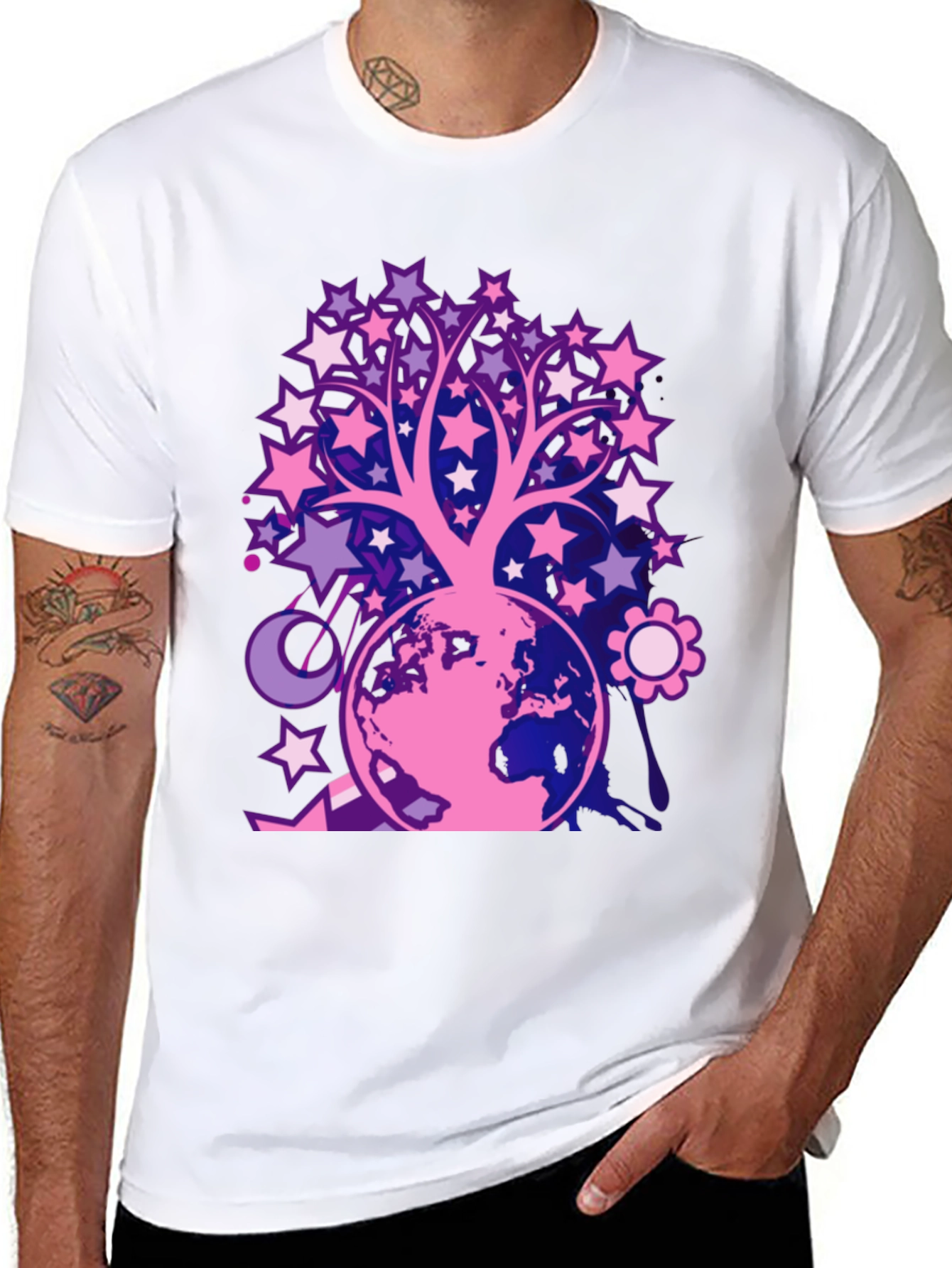 Starry Tree Earth Graphic T-Shirt