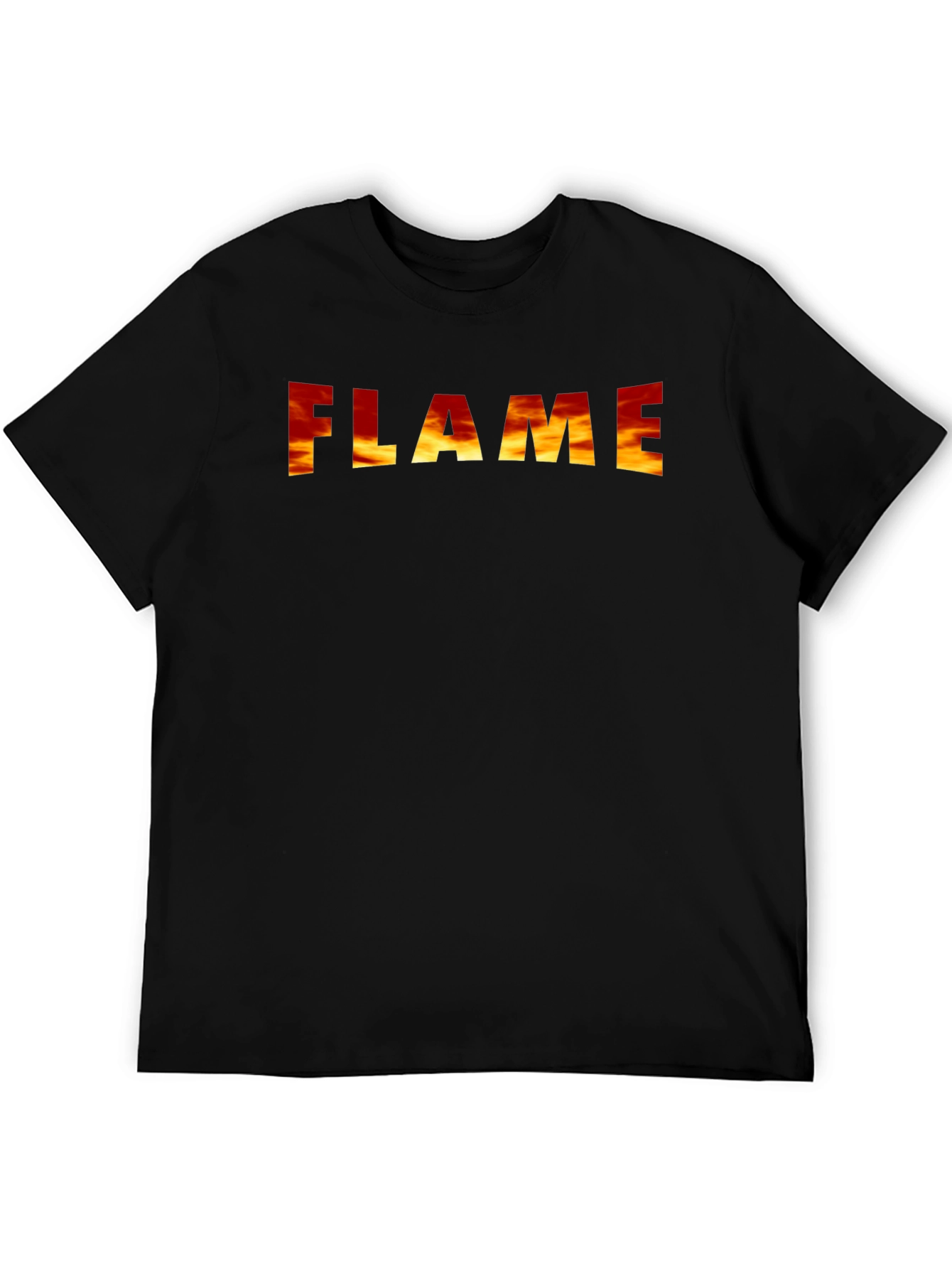 Flame Graphic Print Black T-Shirt