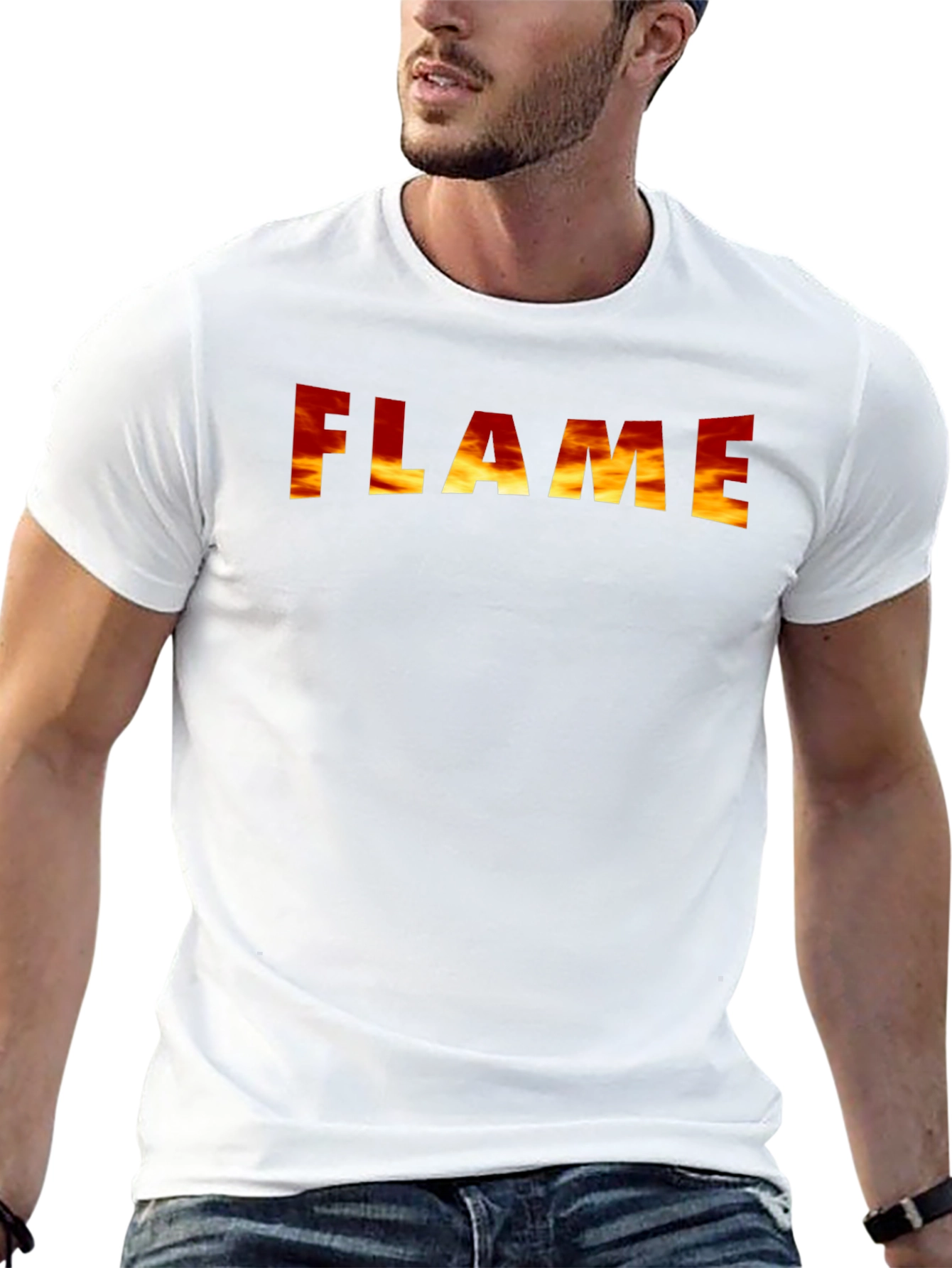 Flame Graphic Print Black T-Shirt