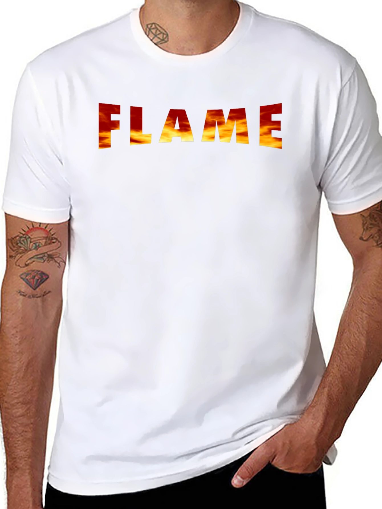 Flame Graphic Print Black T-Shirt