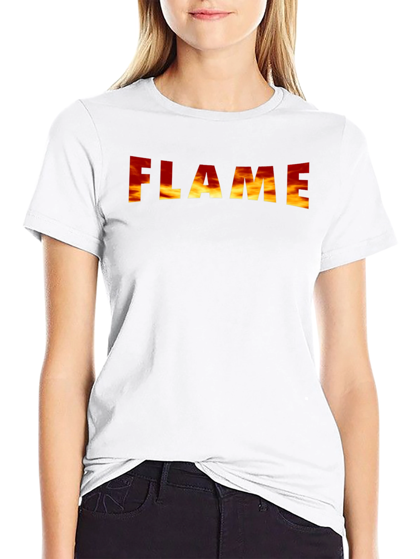 Flame Graphic Print Black T-Shirt