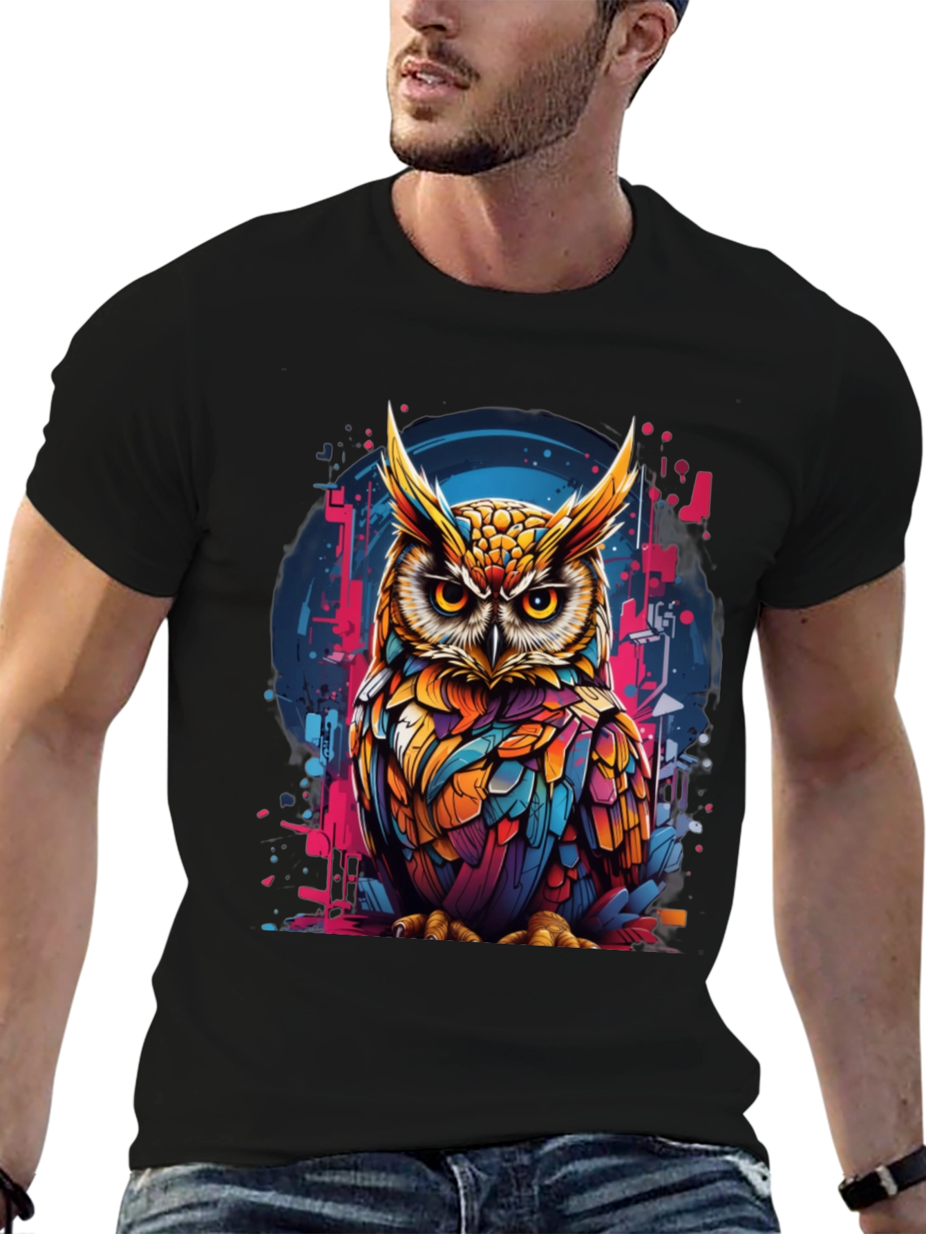 Owl Graphic Print T-Shirt - Trendy Casual Wear