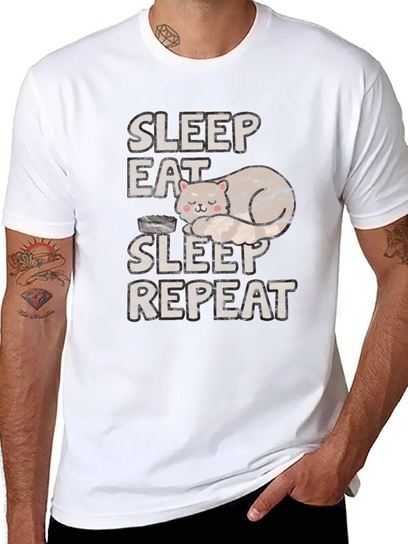 Sleep Eat Sleep Repeat Cat T-Shirt