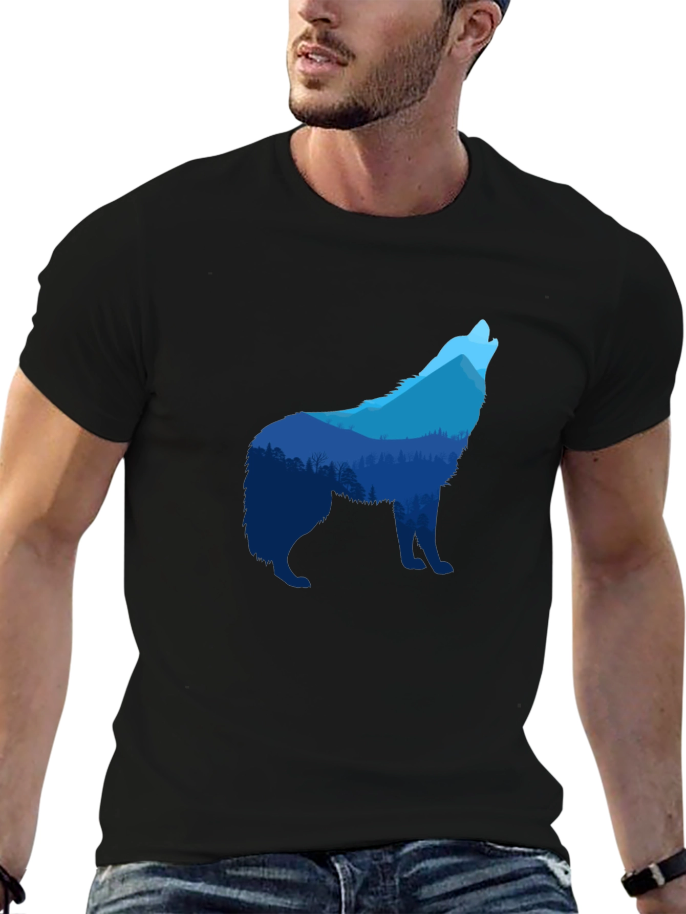 Wolf Nature Scene Graphic T-Shirt