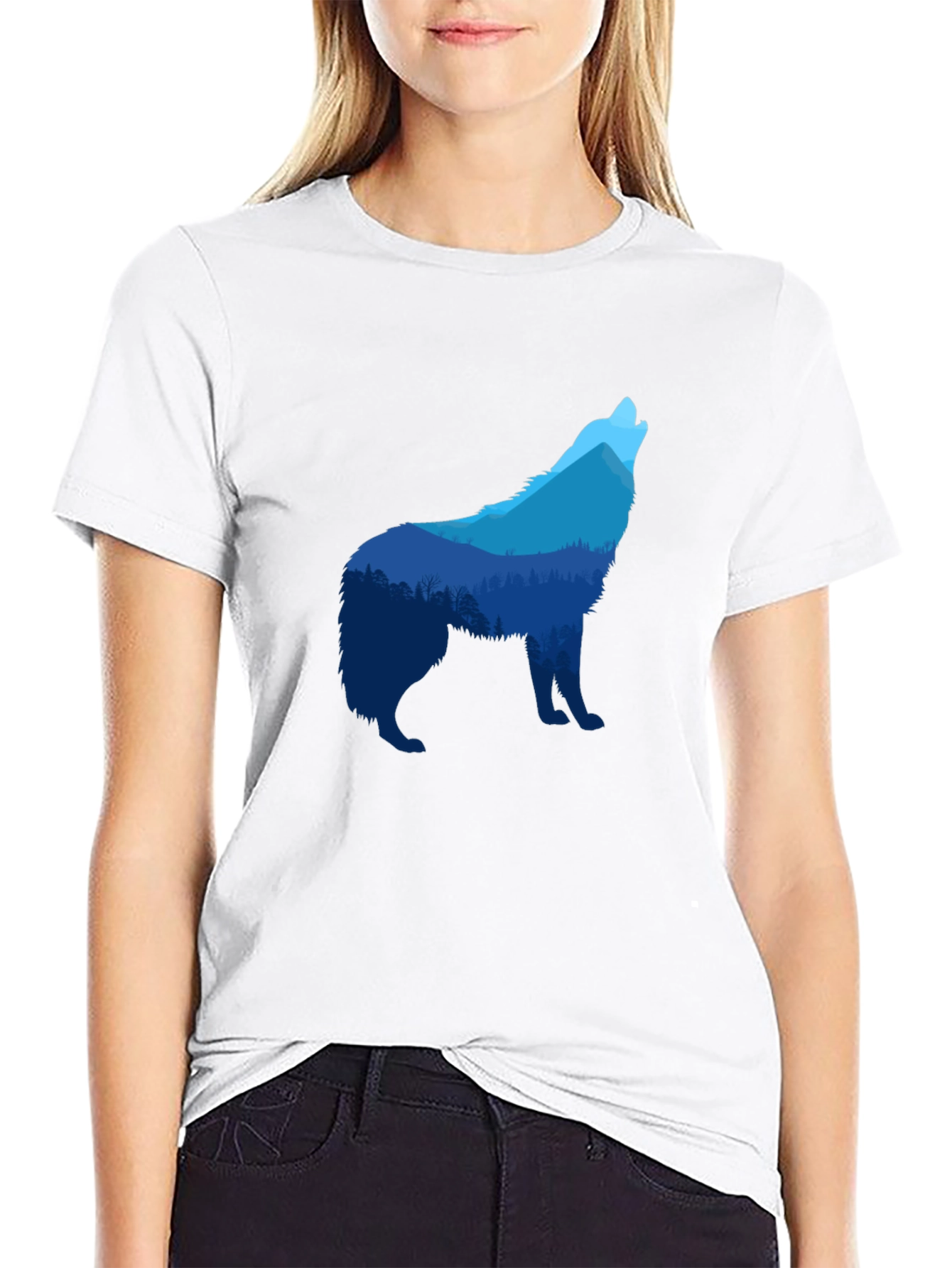 Wolf Nature Scene Graphic T-Shirt