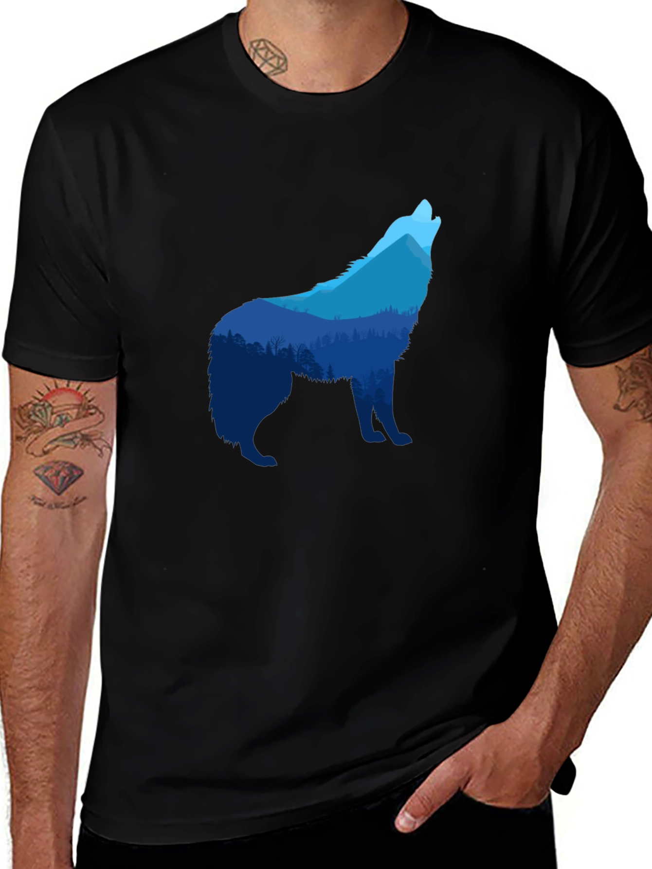 Wolf Nature Scene Graphic T-Shirt