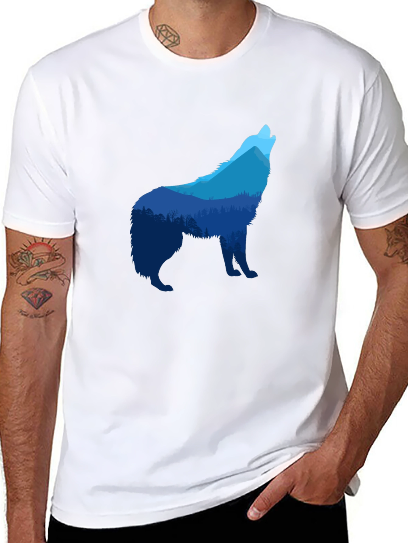 Wolf Nature Scene Graphic T-Shirt