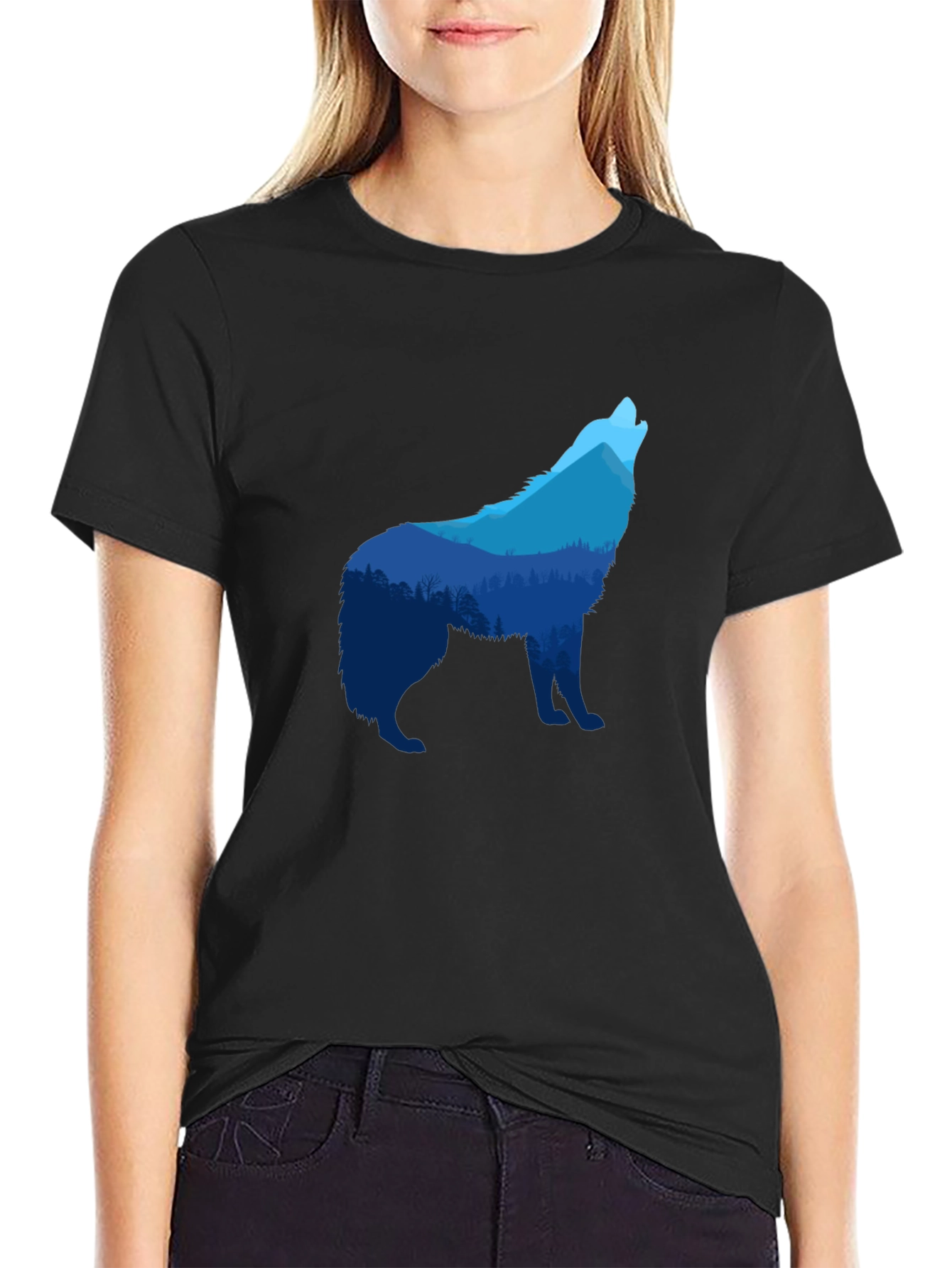 Wolf Nature Scene Graphic T-Shirt