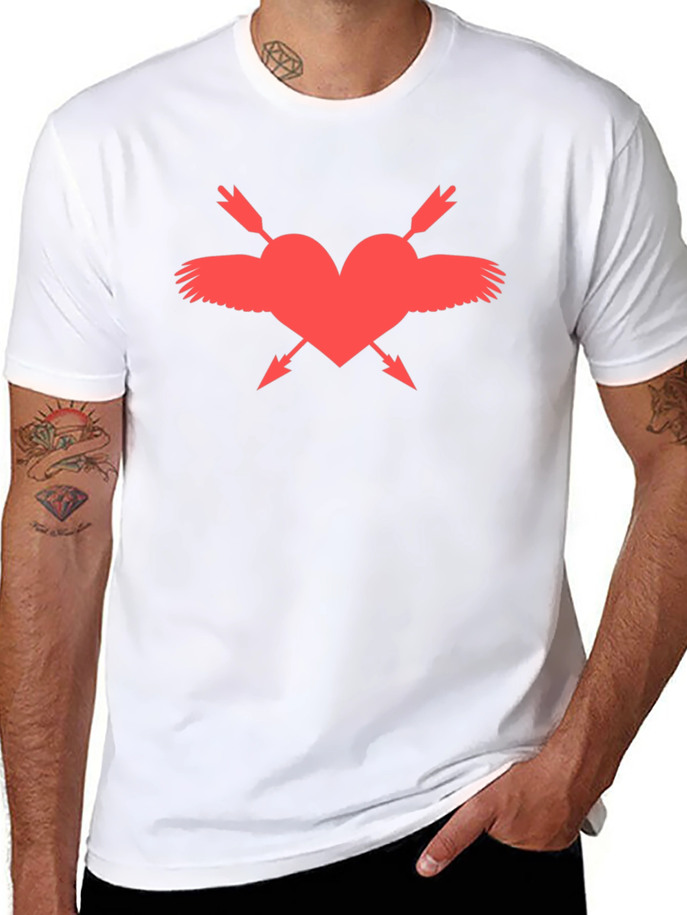 Heart Wings & Arrows Tee - Black Graphic T-Shirt