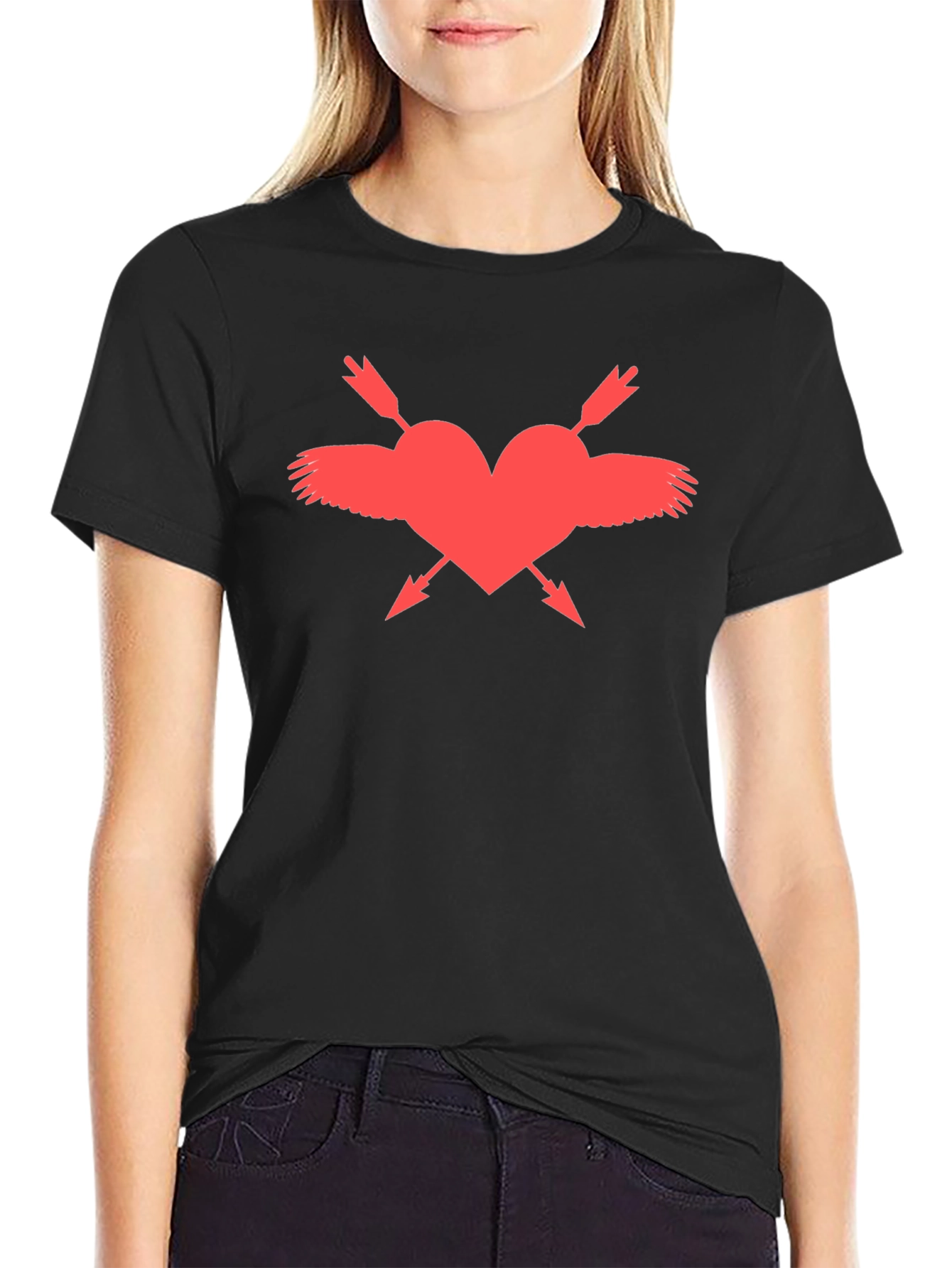 Heart Wings & Arrows Tee - Black Graphic T-Shirt