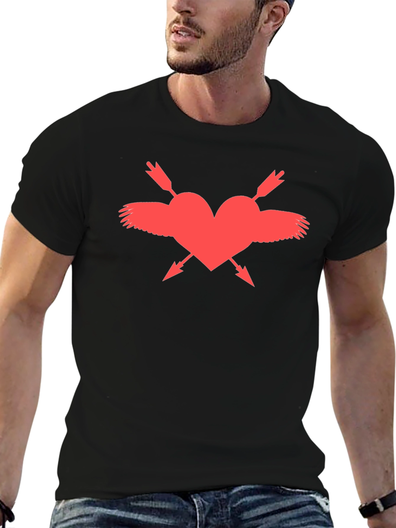 Heart Wings & Arrows Tee - Black Graphic T-Shirt