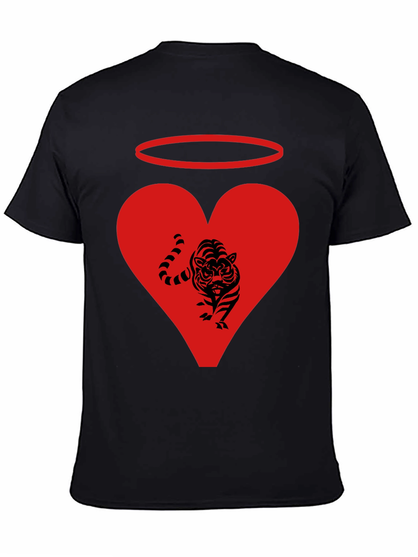 Angel Tiger Heart Graphic Tee - Black