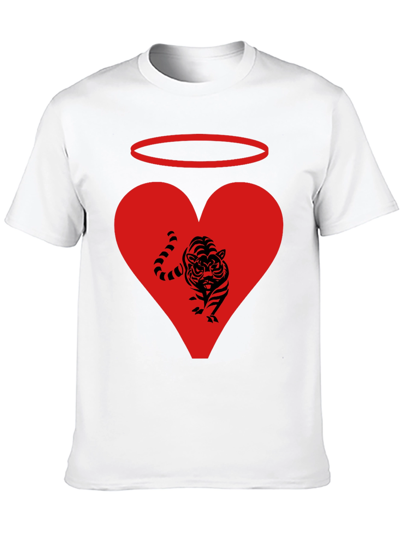 Angel Tiger Heart Graphic Tee - Black