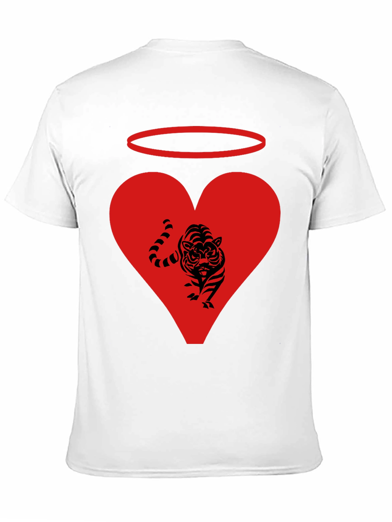 Angel Tiger Heart Graphic Tee - Black