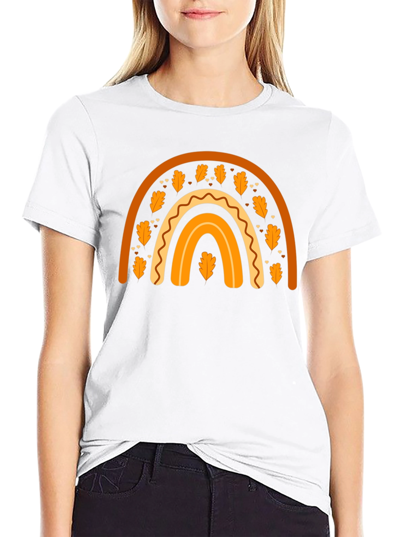 Fall Rainbow Graphic Tee - Autumn Harvest Shirt