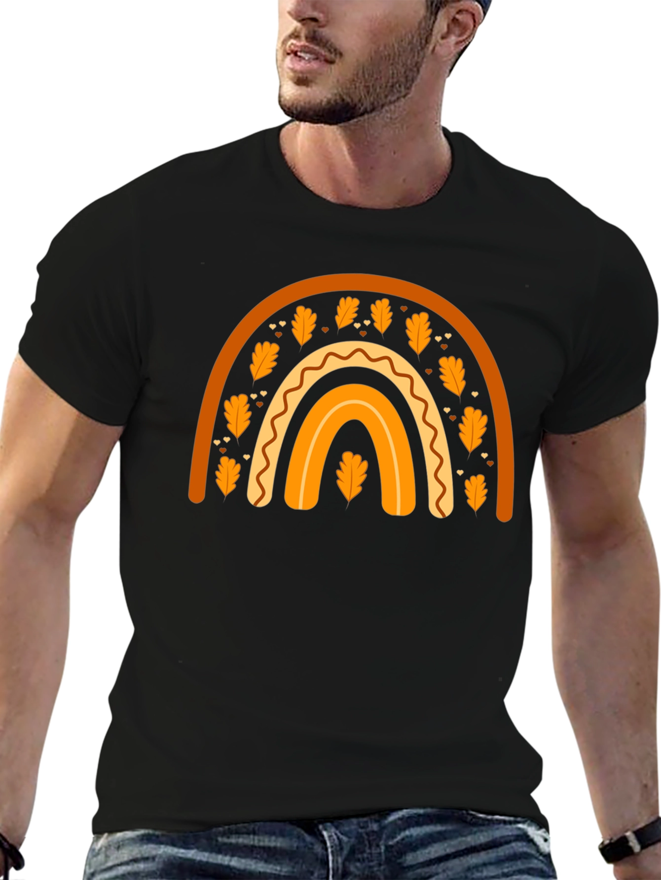 Fall Rainbow Graphic Tee - Autumn Harvest Shirt