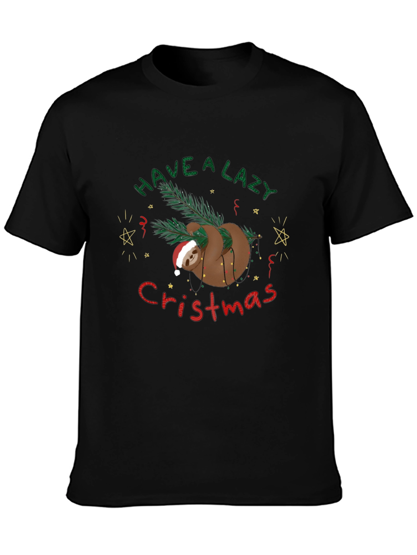 Lazy Sloth Christmas T-Shirt Holiday Tee